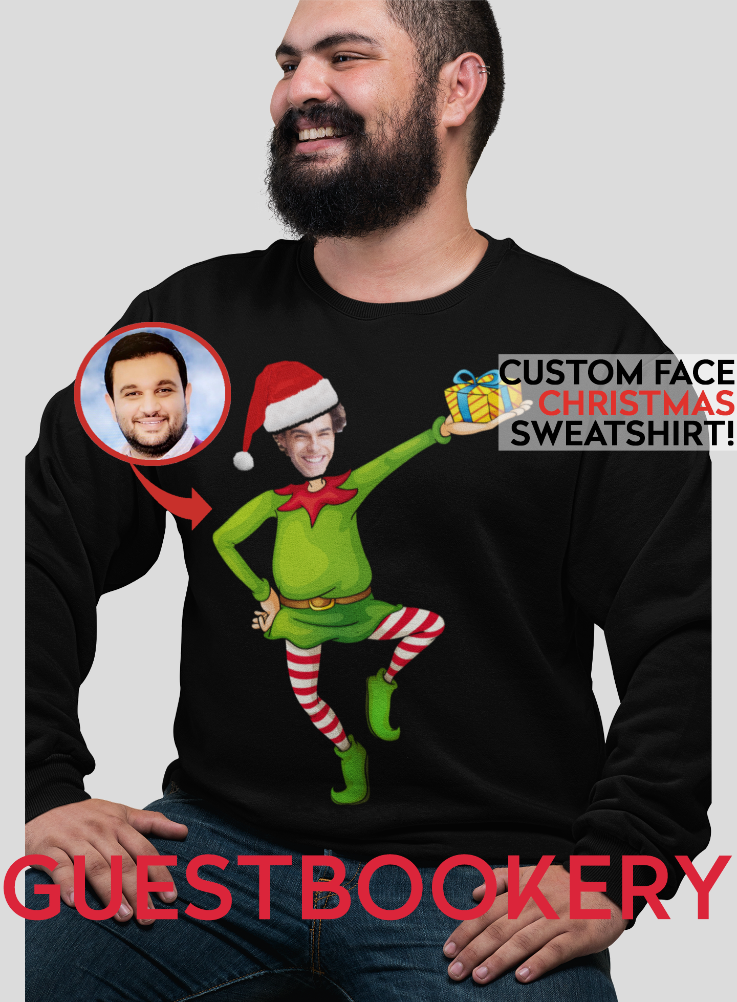 Custom Face Ugly Christmas Elf Sweatshirt