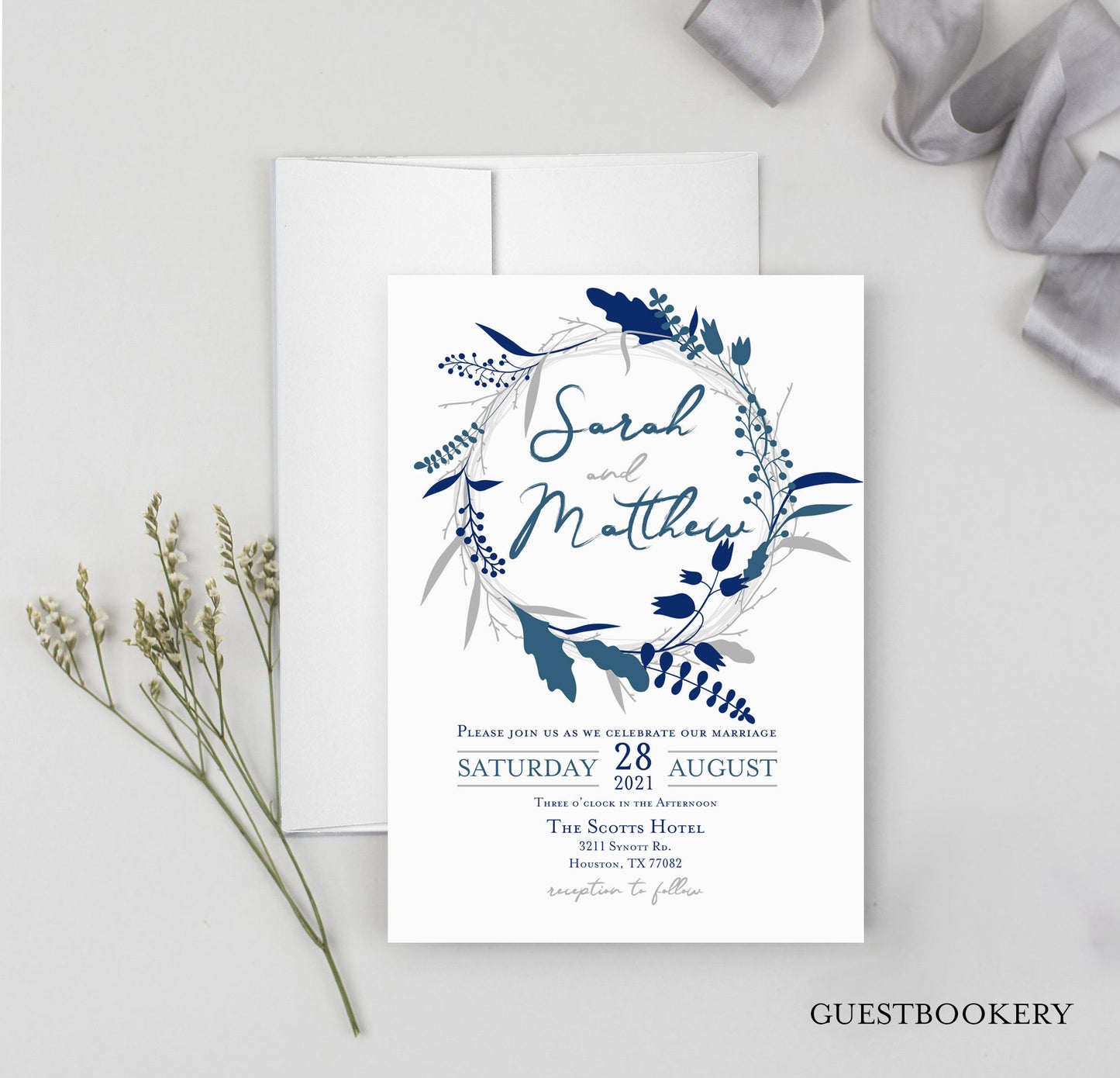 Navy Blue Wedding Invitation Set