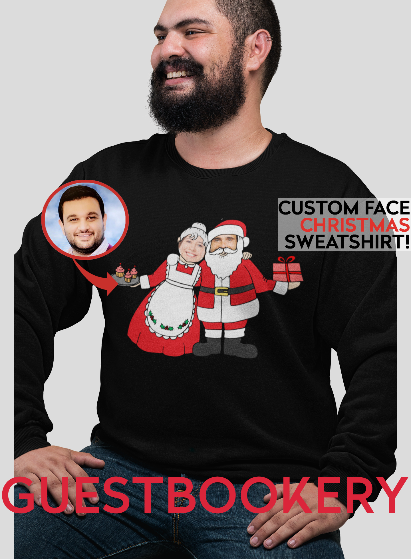 Custom Face Ugly Christmas Mr. & Mrs. Claus Sweatshirt