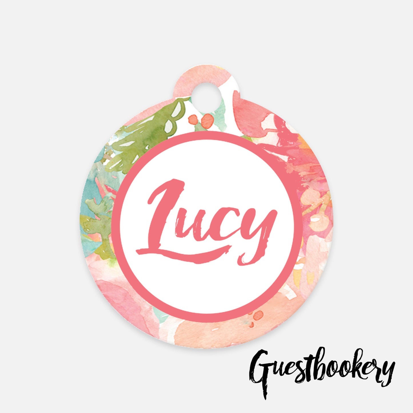 Custom Floral Dog Tag