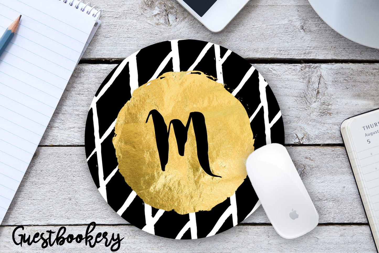 Custom Gold Initial Mousepad