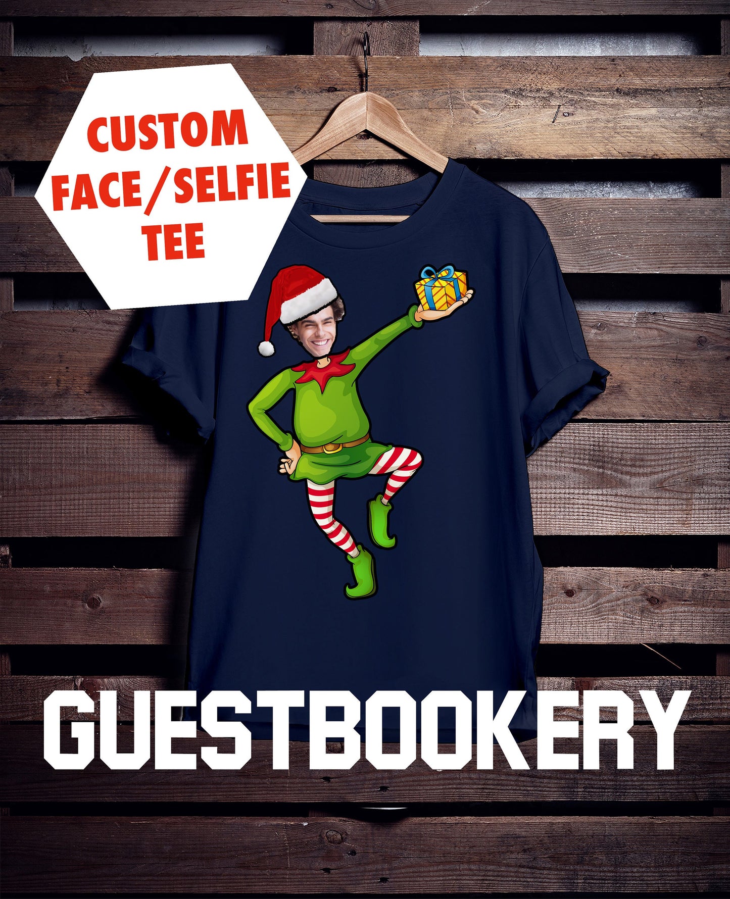 Elf Custom Face Ugly Christmas T-shirt