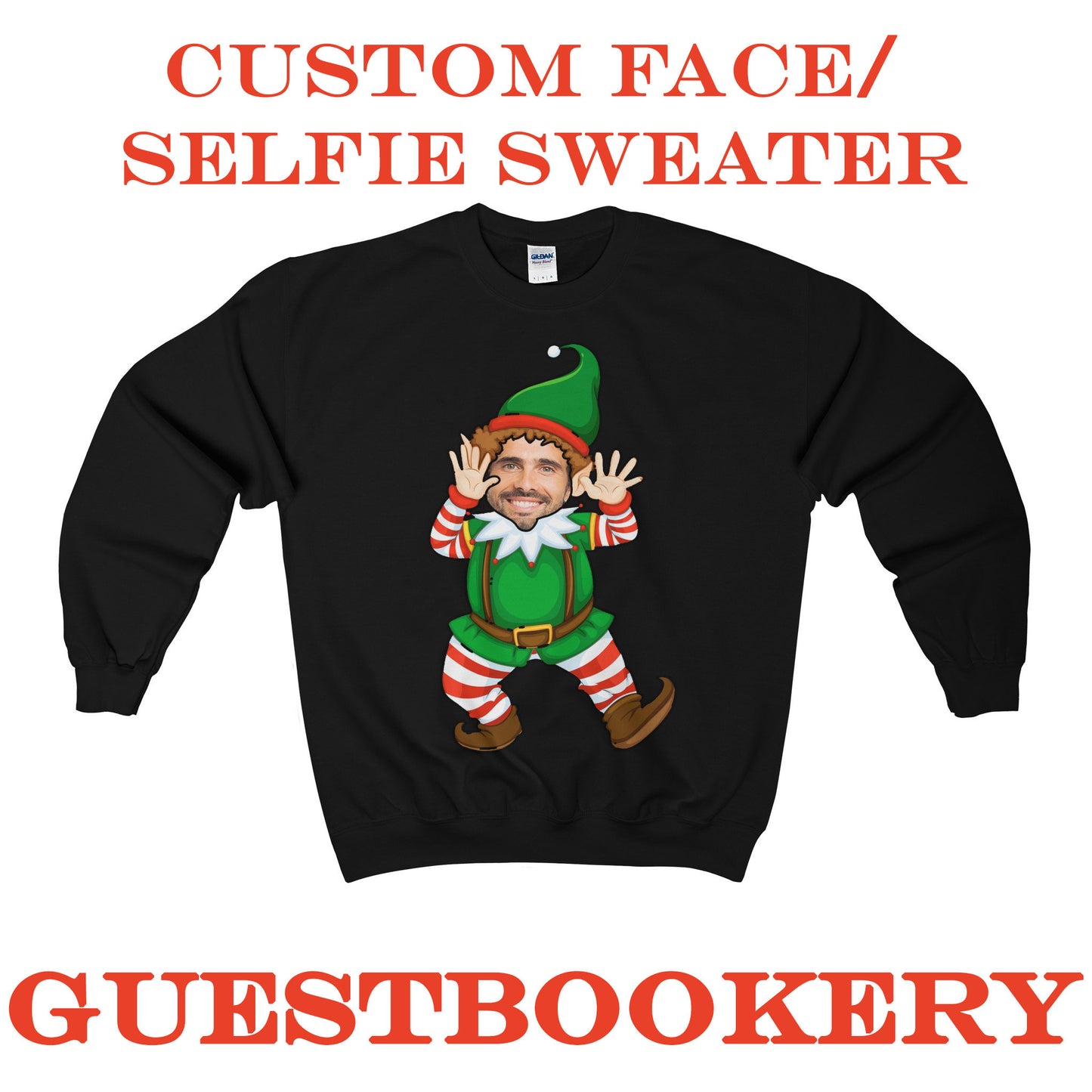 Custom Face Ugly Christmas Sweatshirt - Elf