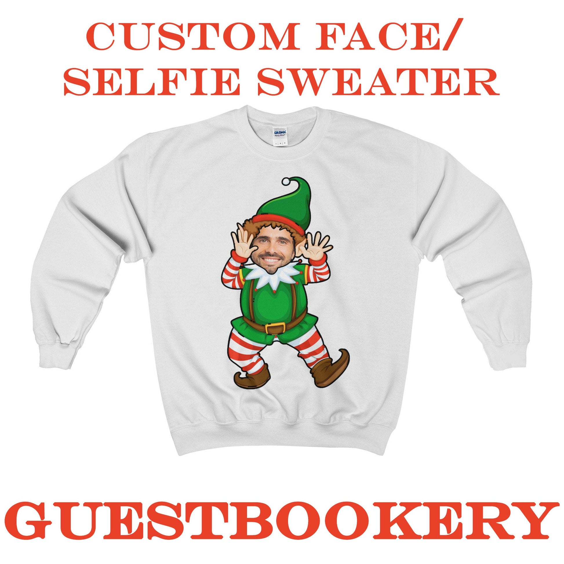 Custom Face Ugly Christmas Sweatshirt - Elf