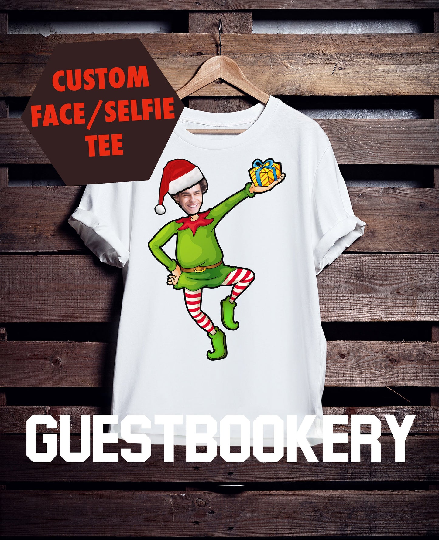 Elf Custom Face Ugly Christmas T-shirt