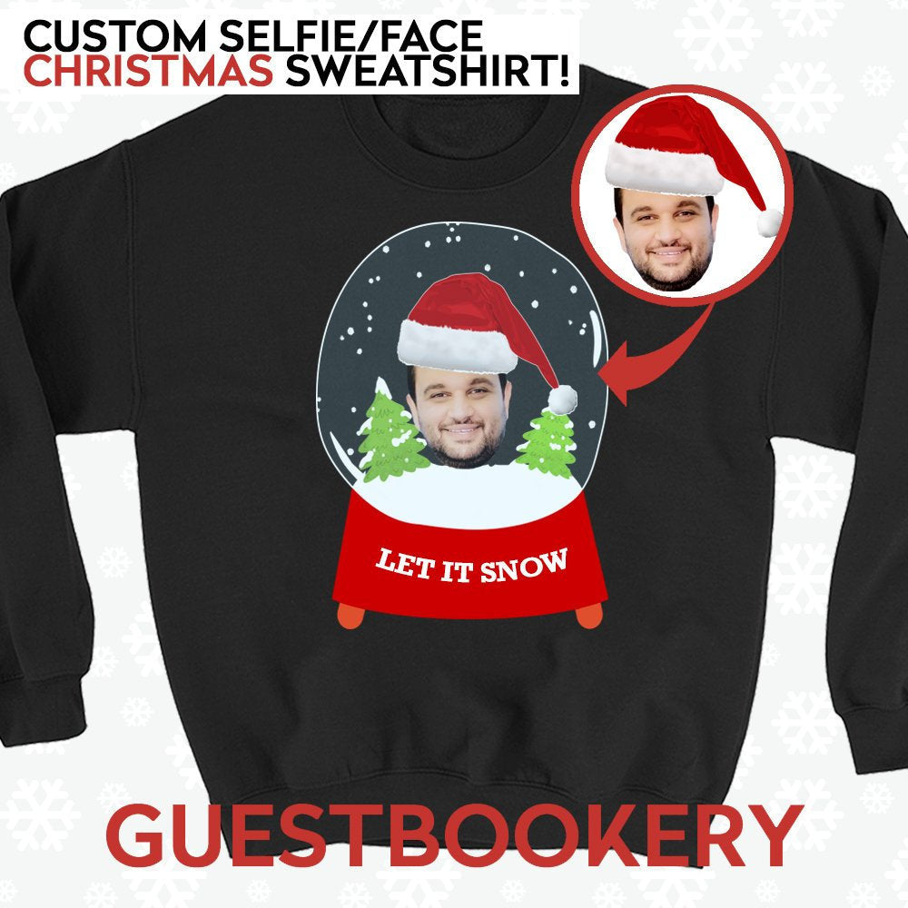 Custom Face Ugly Christmas Sweatshirt - Snow Globe