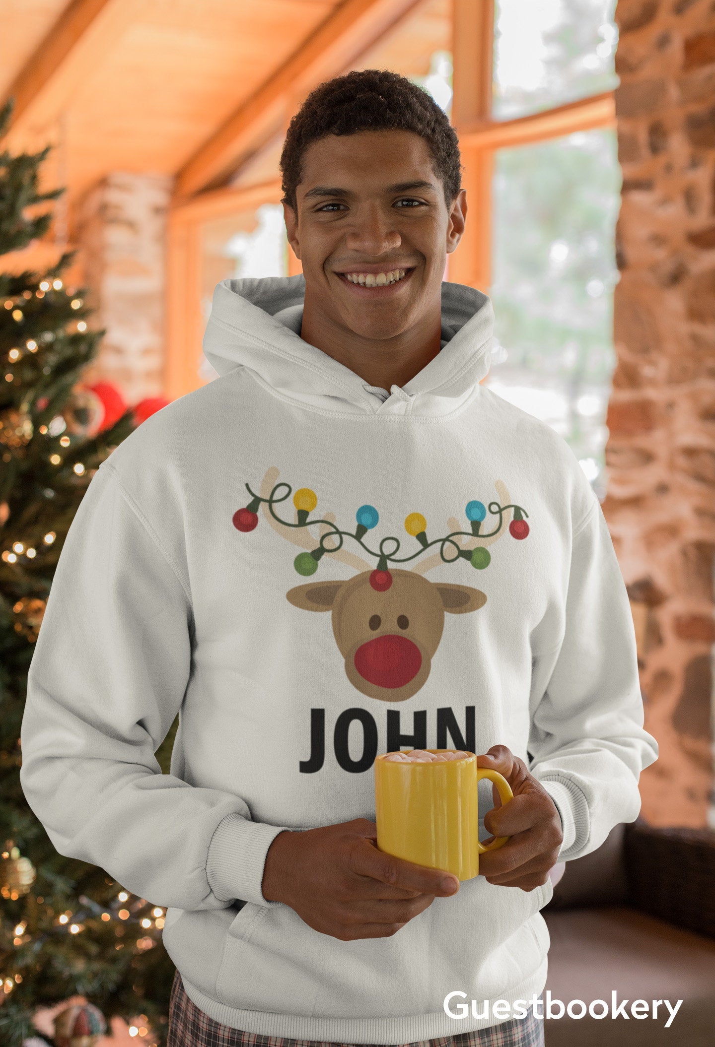 Custom Reindeer Christmas Hoodie - Male