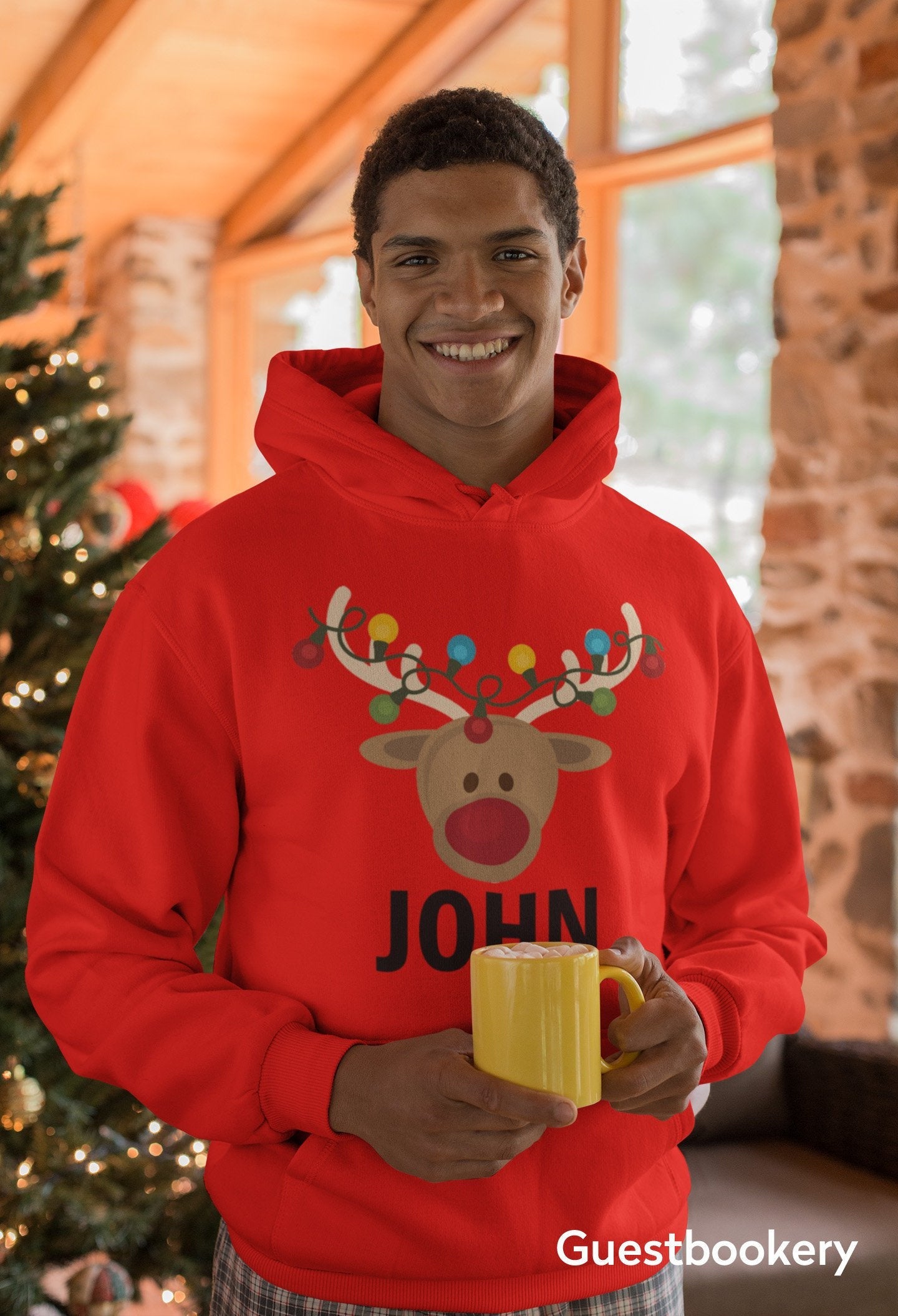 Custom Reindeer Christmas Hoodie - Male