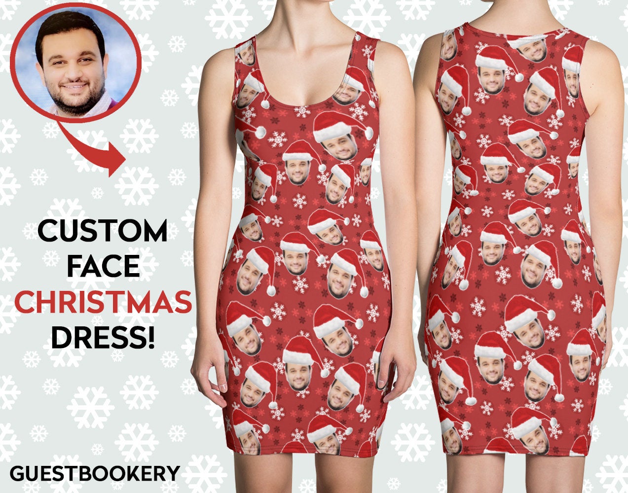 Custom Faces Christmas Red Dress - Ugly Christmas Dress Custom Faces Christmas Red Dress - Ugly Christmas Dress