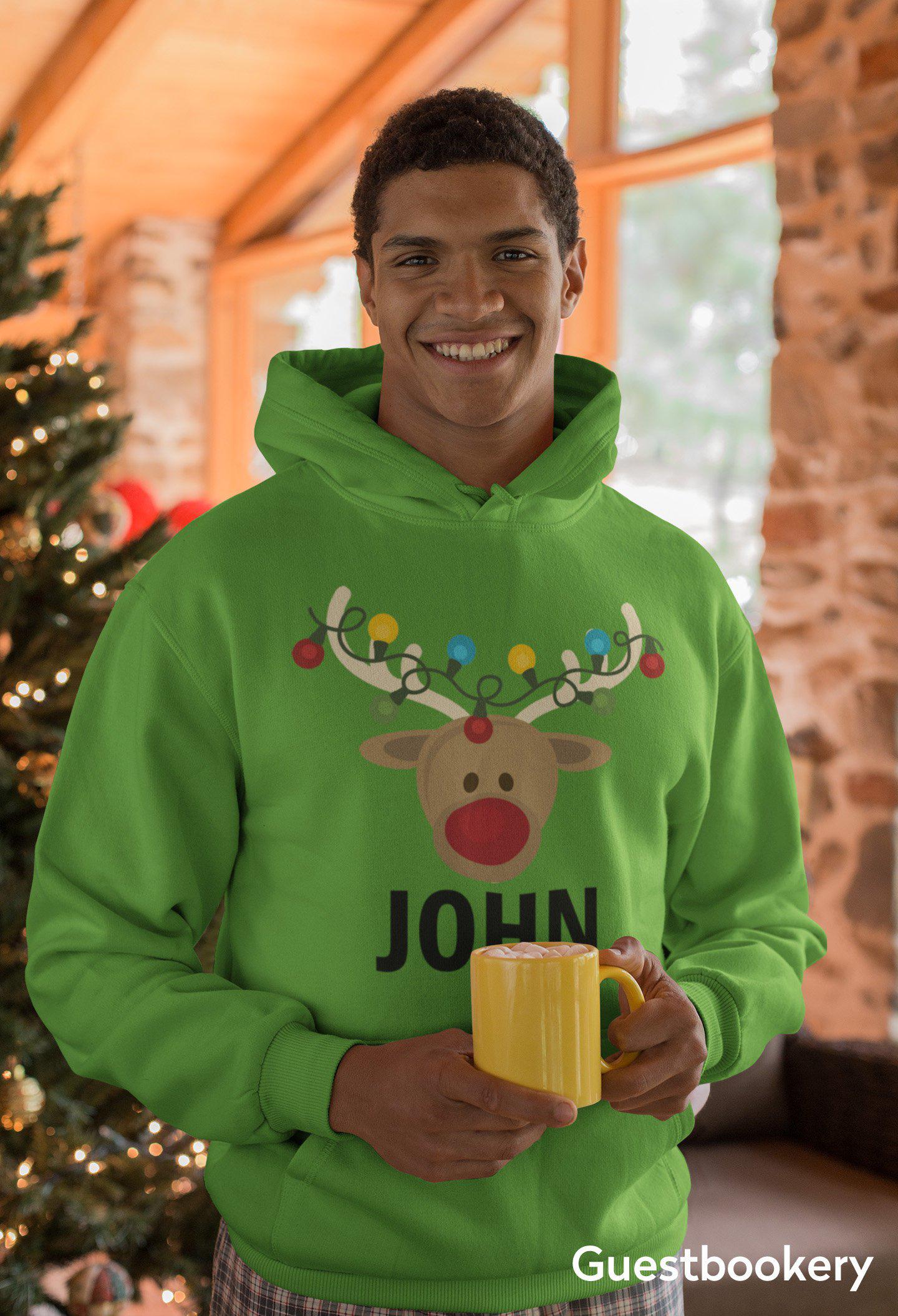 Custom Reindeer Christmas Hoodie - Male