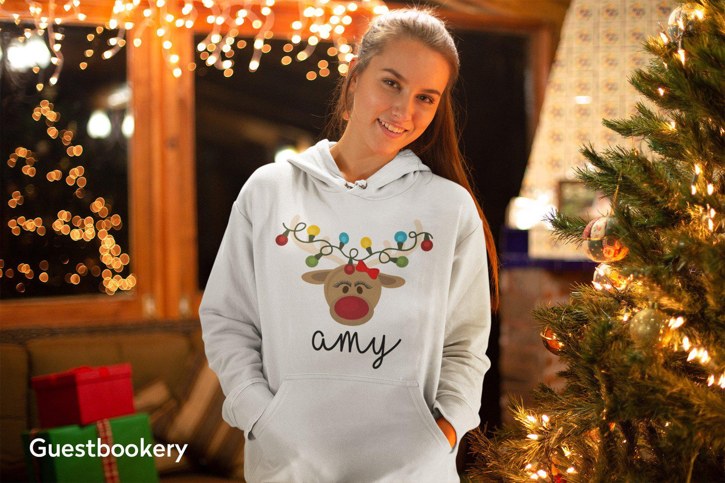 Custom Reindeer Christmas Hoodie - Male