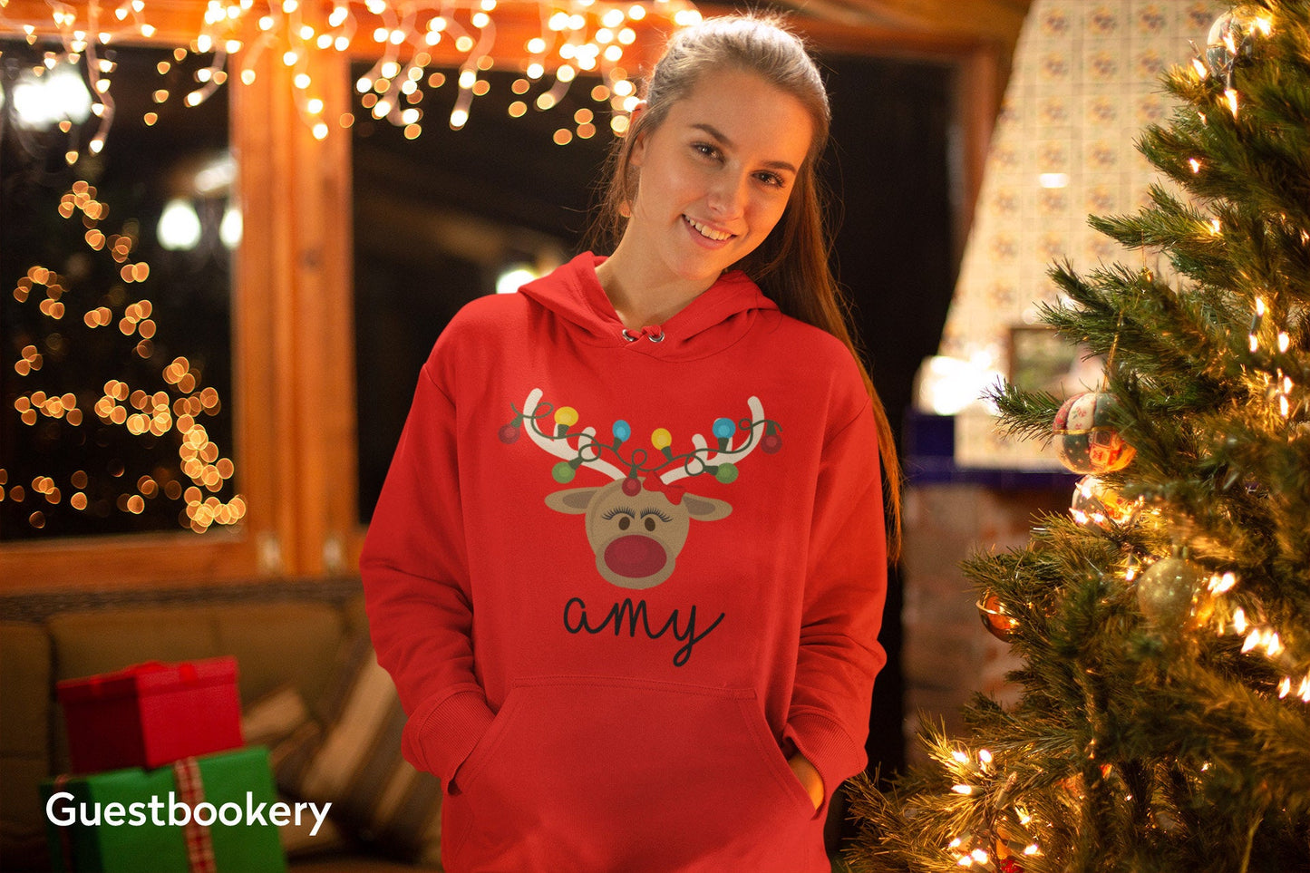 Custom Reindeer Christmas Hoodie - Female