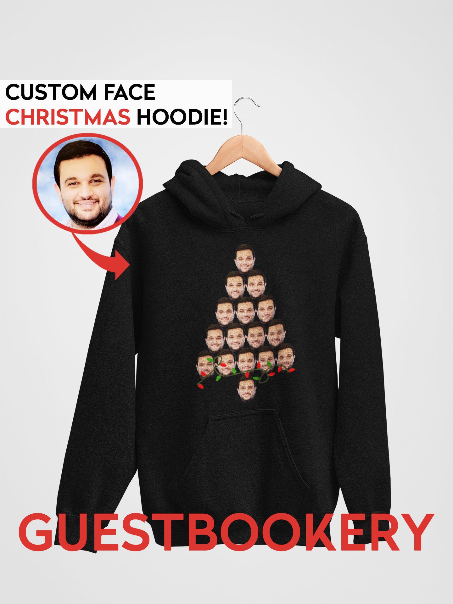 Custom Face Ugly Christmas Hoodie - Christmas Tree
