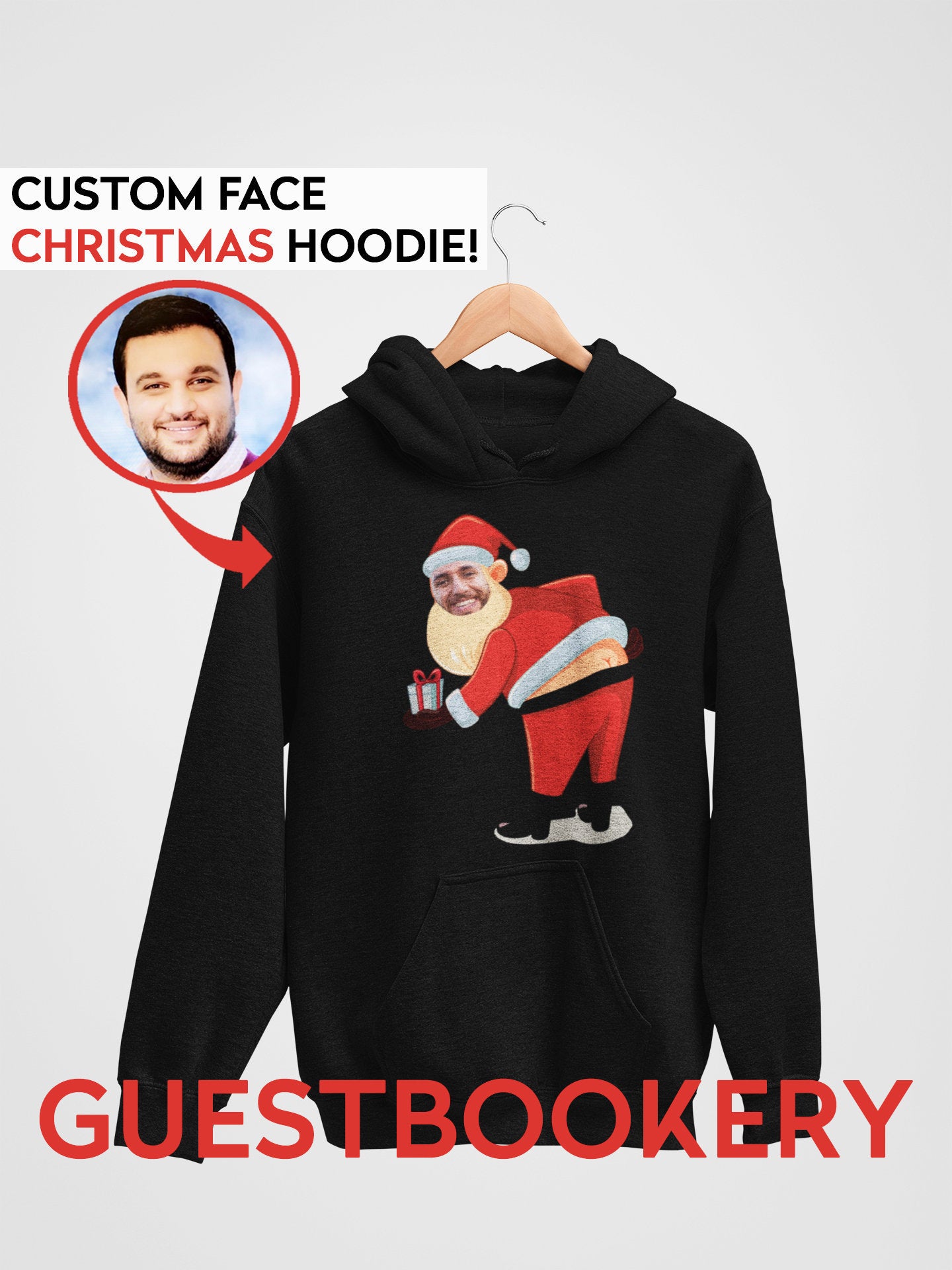 Custom Face Ugly Christmas Hoodie - Funny Santa