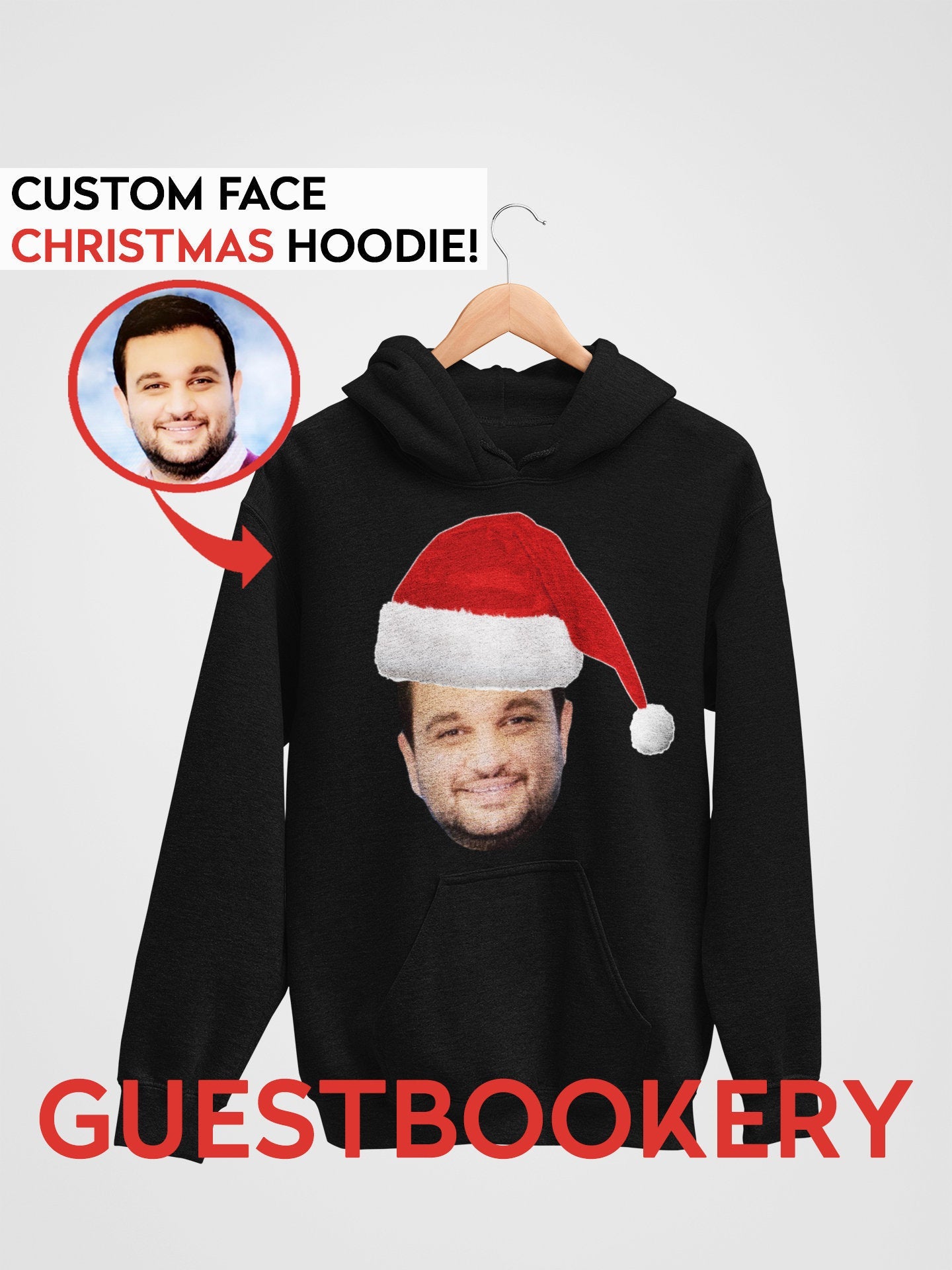 Custom Face Ugly Christmas Hoodie - Santa