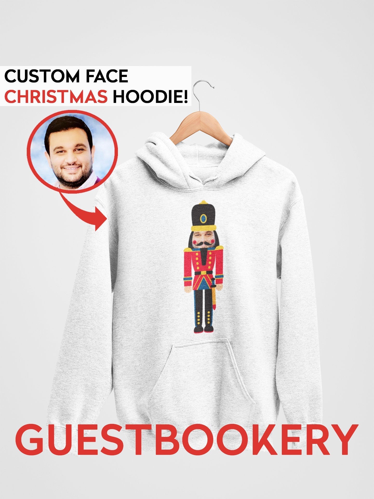 Custom Face Ugly Christmas Hoodie - Nutcracker