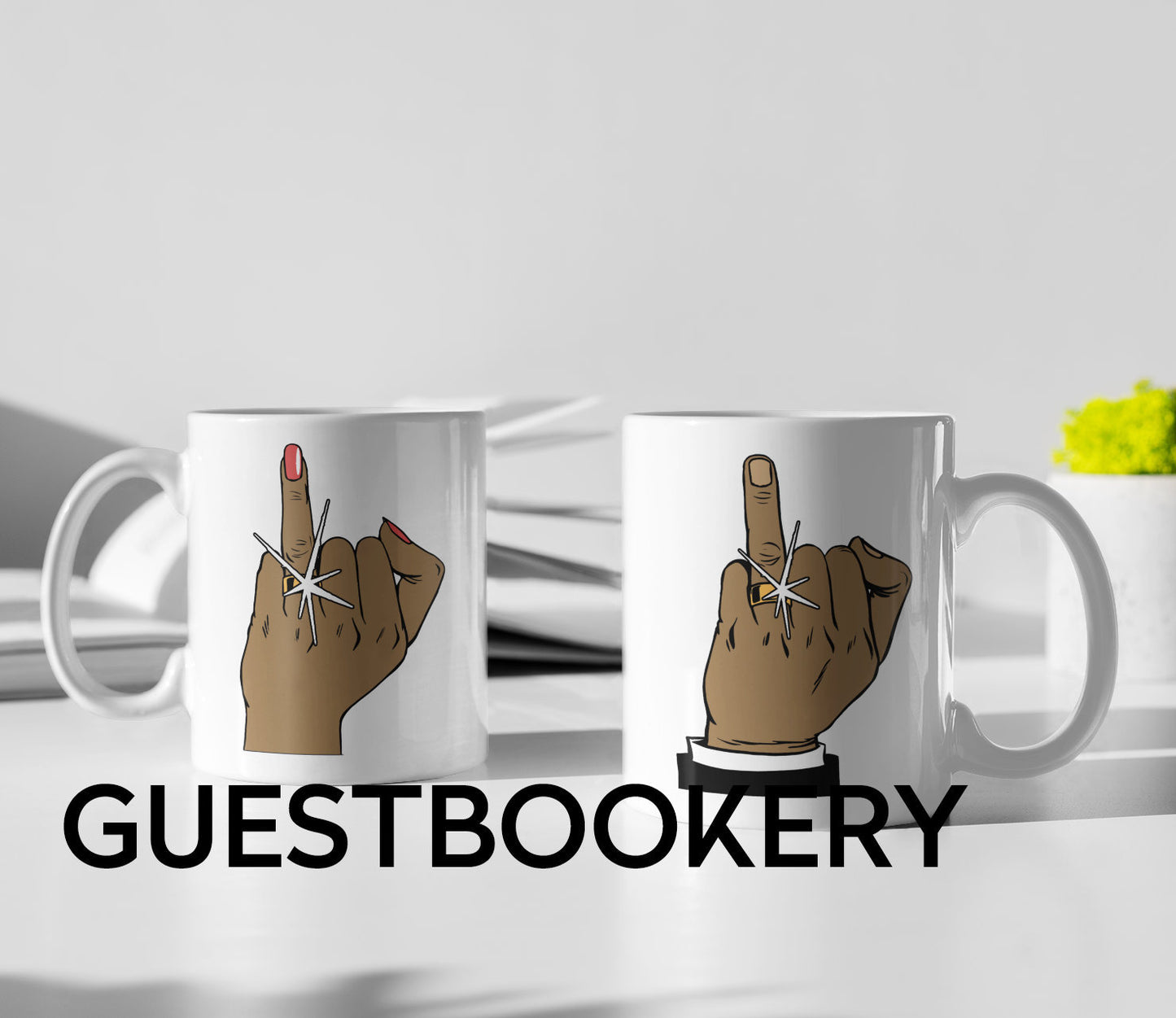 Ring Finger Bride And Groom Mugs