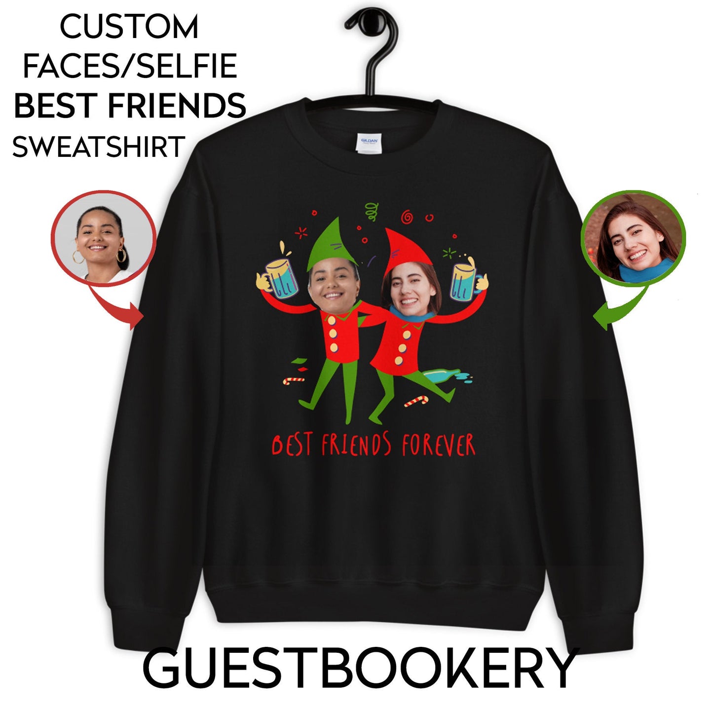 Custom Faces Best Friends Ugly Christmas Sweatshirt