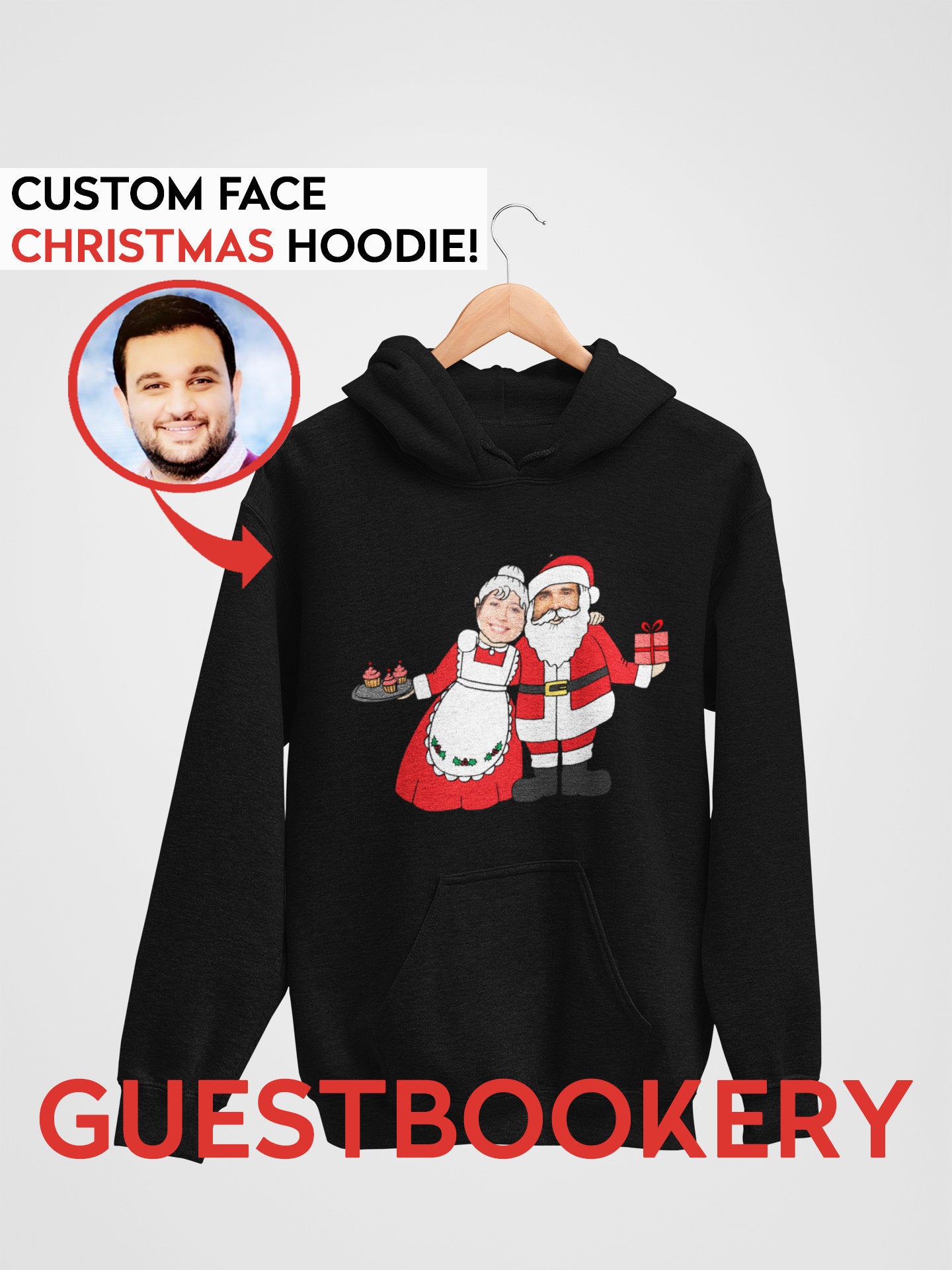 Custom Face Ugly Christmas Hoodie - Mr. & Mrs. Santa