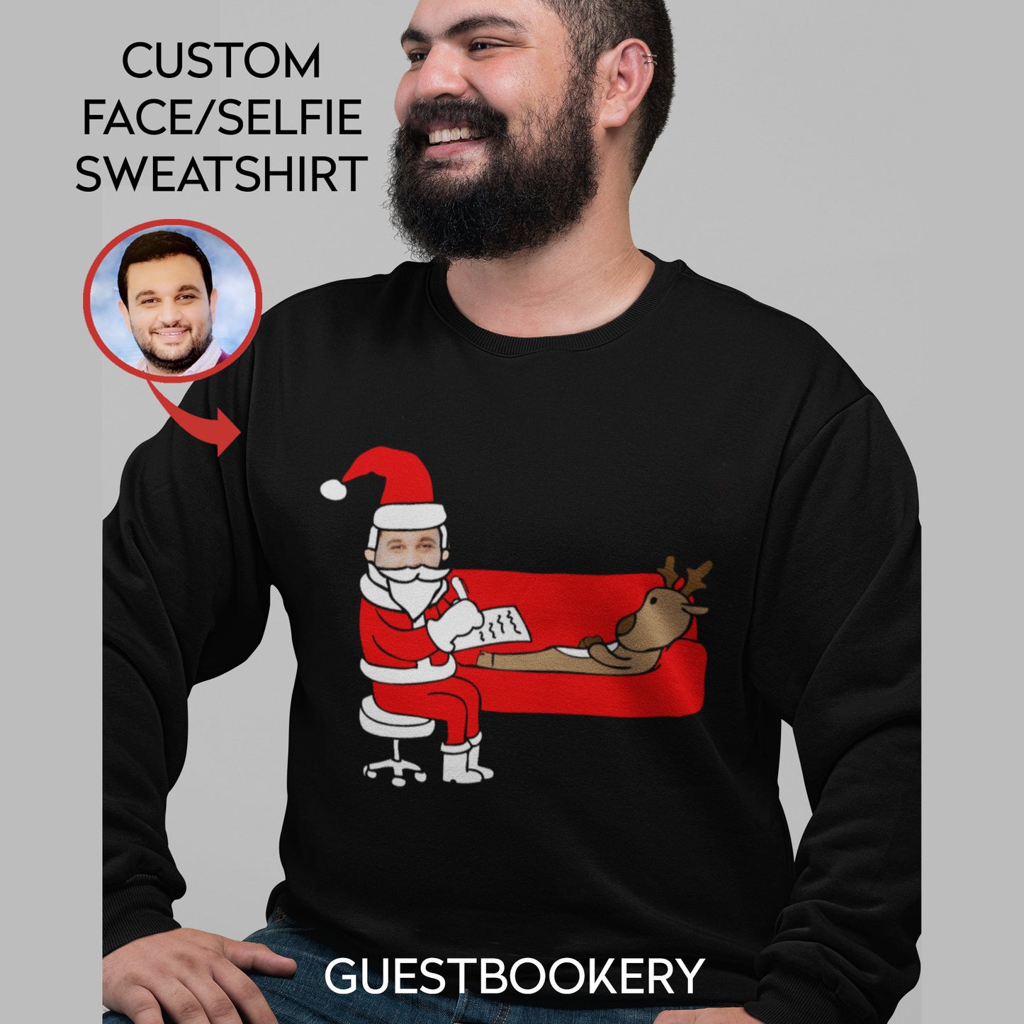 Custom Face Ugly Christmas Therapist Sweatshirt