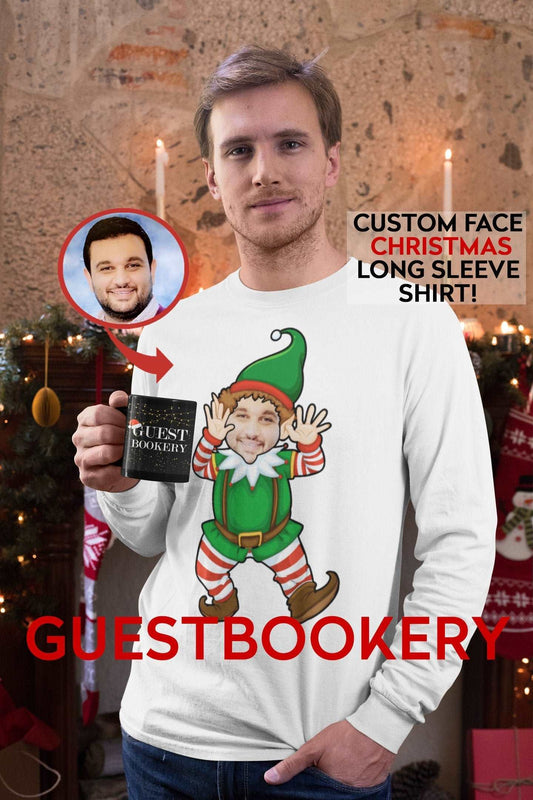 Custom Face Elf Ugly Christmas Long Sleeve Shirt
