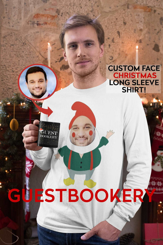 Custom Face Gnome Ugly Christmas Long Sleeve Shirt