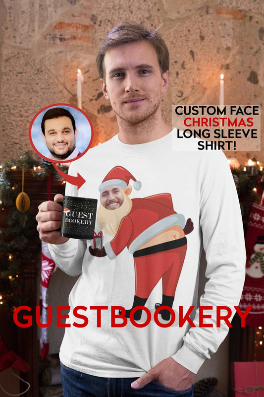 Custom Face Funny Santa Ugly Christmas Long Sleeve Shirt