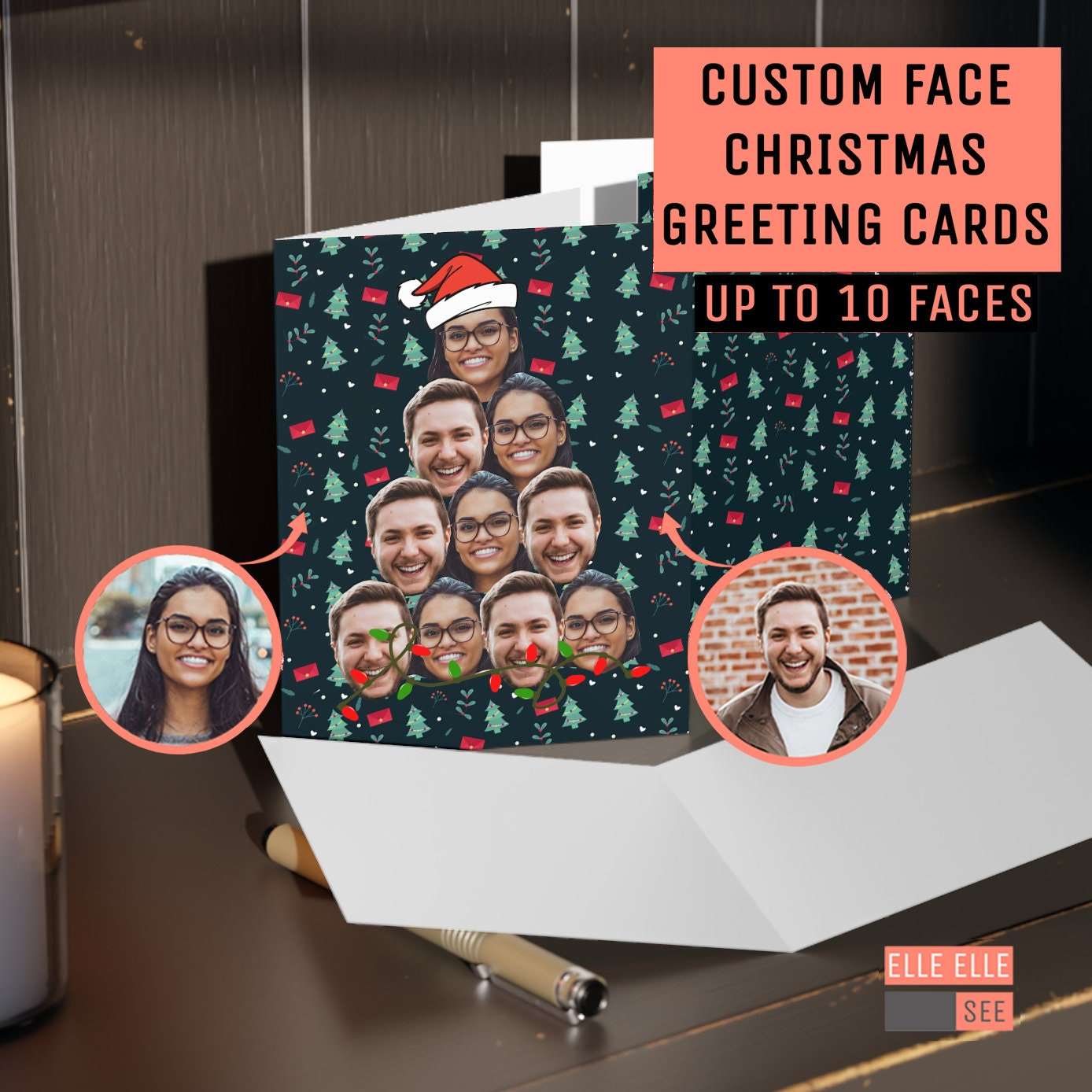 Custom Face Christmas Greeting Cards - Set of 24 - Family Christmas Card - OFFICE PARTY - Christmas Party - Custom Christmas Cards Greeting