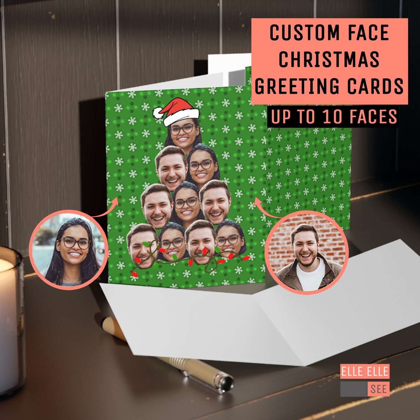 Custom Face Christmas Greeting Cards - Set of 24 - Family Christmas Card - OFFICE PARTY - Christmas Party - Custom Christmas Cards Greeting