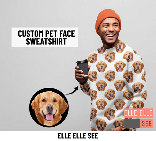 Pet Faces Sweatshirt - Custom Face - Dog Face - Funny Sweatshirt - Custom Sweatshirt - Custom Pet Face - Customized - Sweatshirt - Dog Gift