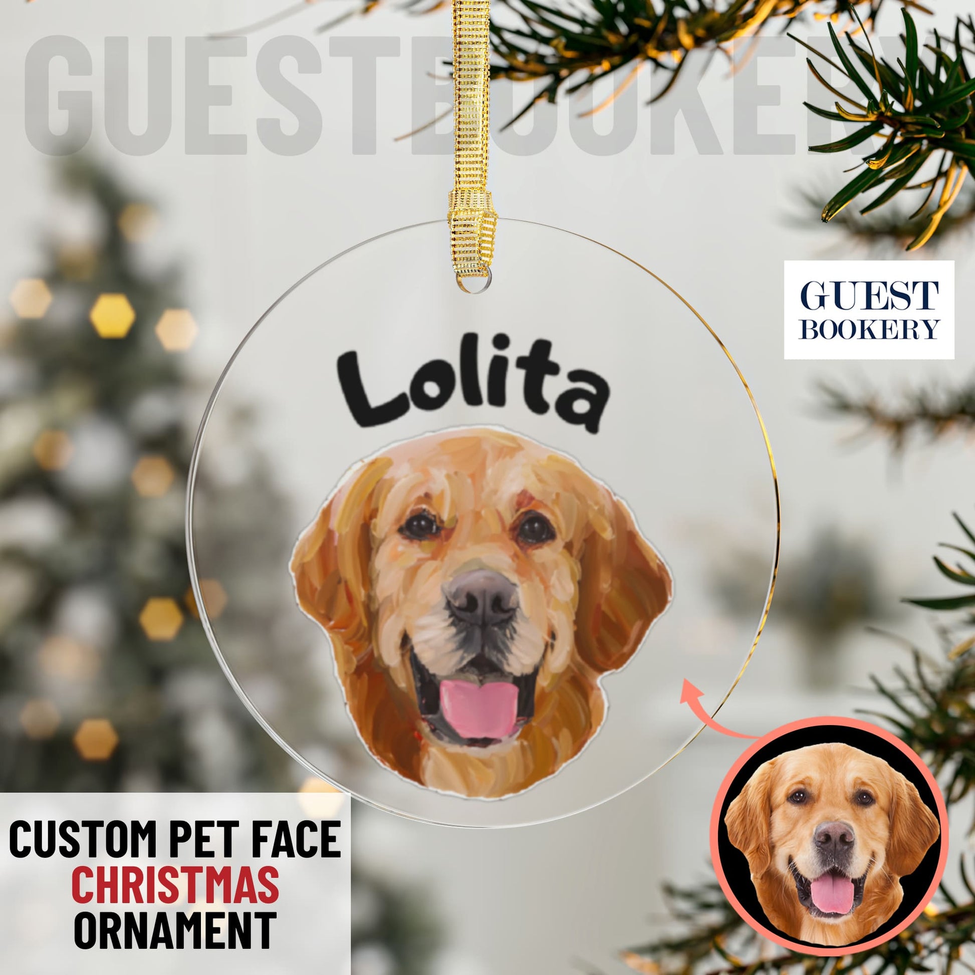 Custom Pet Face Christmas Ornament