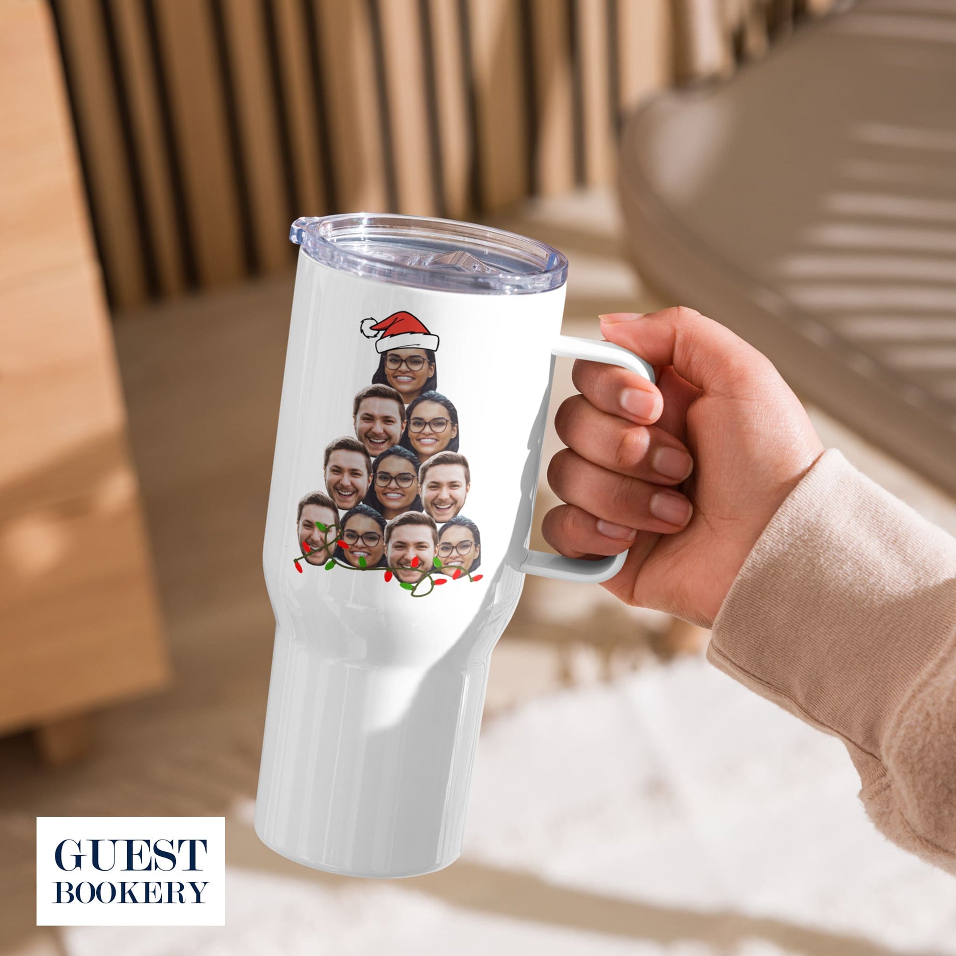 Custom Face Christmas Tree Travel Mugs - Set of 10 Mugs