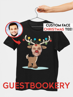 Load image into Gallery viewer, Custom Face Ugly Christmas Reindeer T-shirt - Guestbookery
