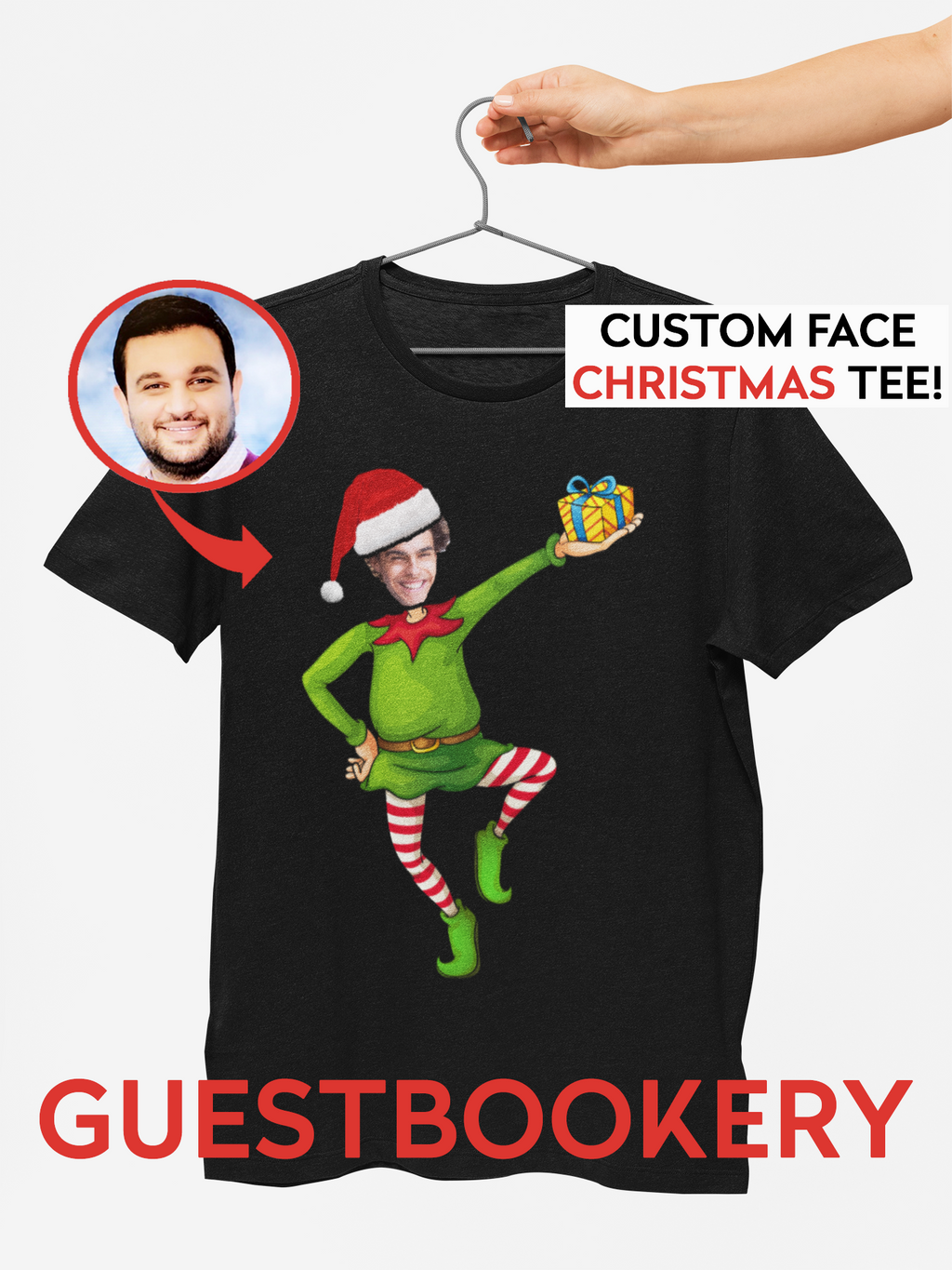 Custom Face Ugly Christmas Elf T-shirt - Guestbookery