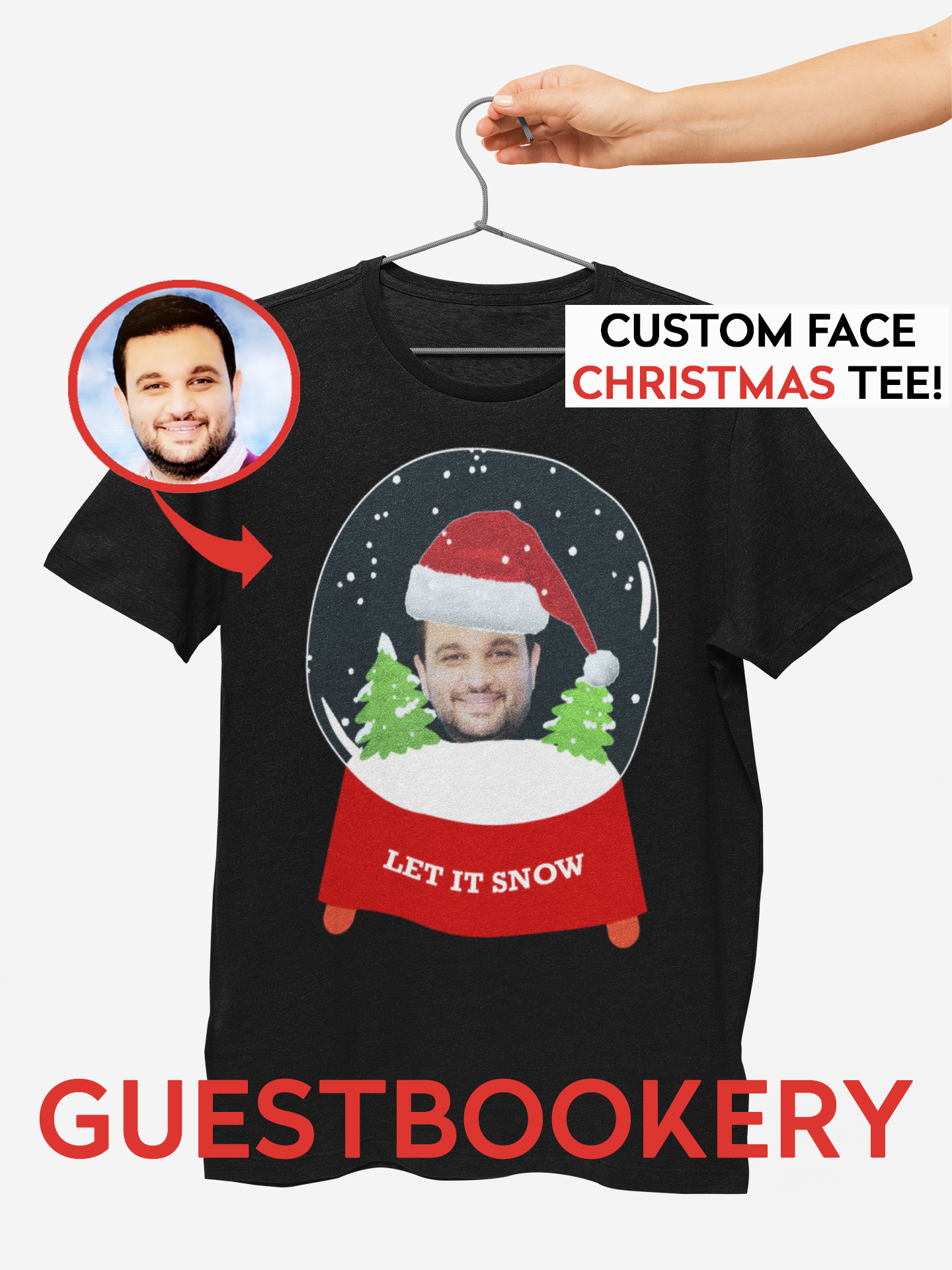 Custom Face Ugly Christmas Globe T-shirt - Guestbookery