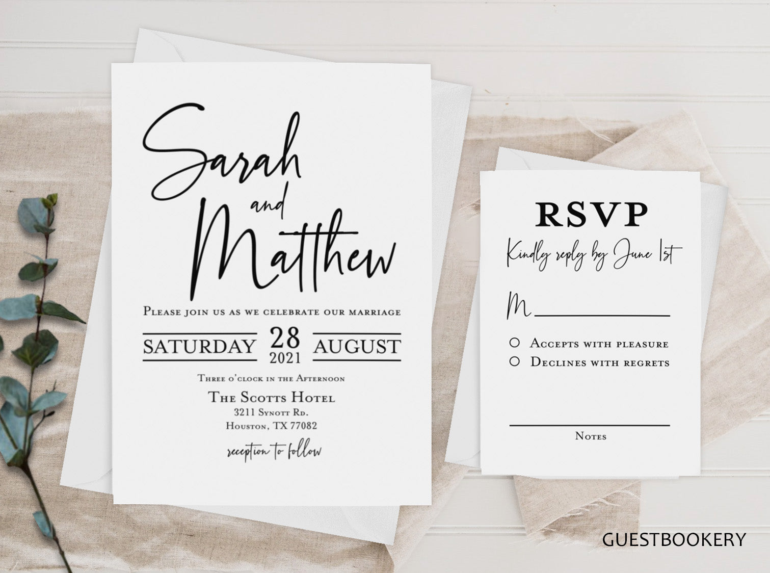 Guestbookery Modern Wedding Invitations set