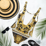 Load image into Gallery viewer, White black and Gold Swimsuit
