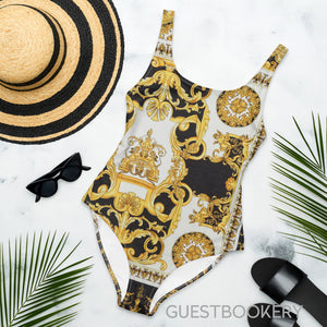 White black and Gold Swimsuit