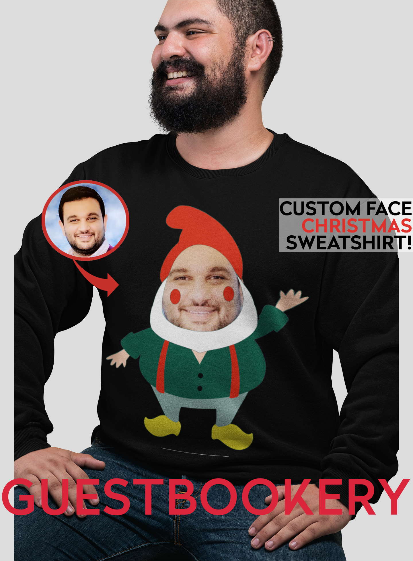 Custom Face Ugly Christmas Gnome Sweatshirt