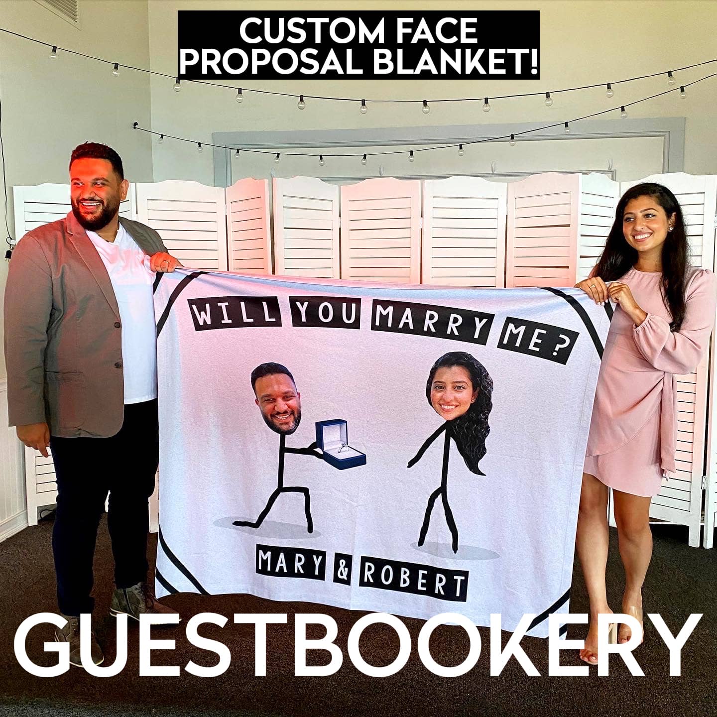 Custom Face Proposal Blanket - Will You Marry Me?