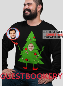 Custom Face Ugly Christmas Tree Sweatshirt - Guestbookery