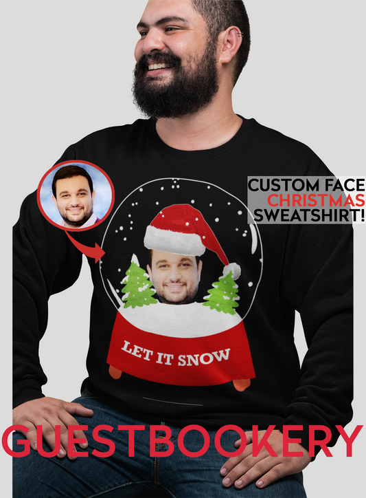 Custom Face Ugly Christmas Sweatshirt - Snow Globe