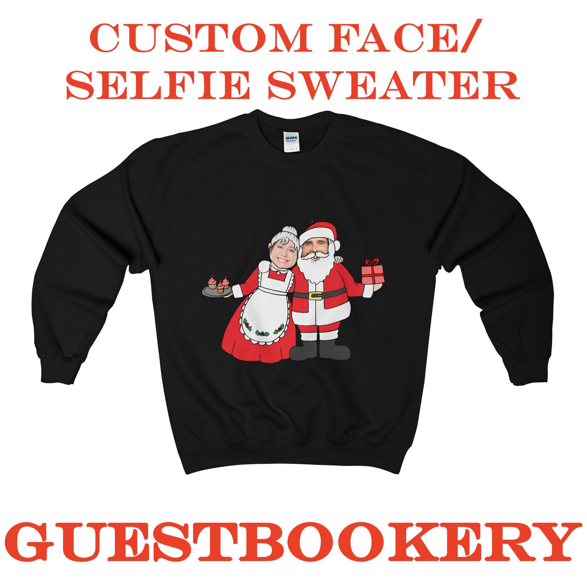 Custom Face Ugly Christmas Mr. & Mrs. Claus Sweatshirt - Guestbookery