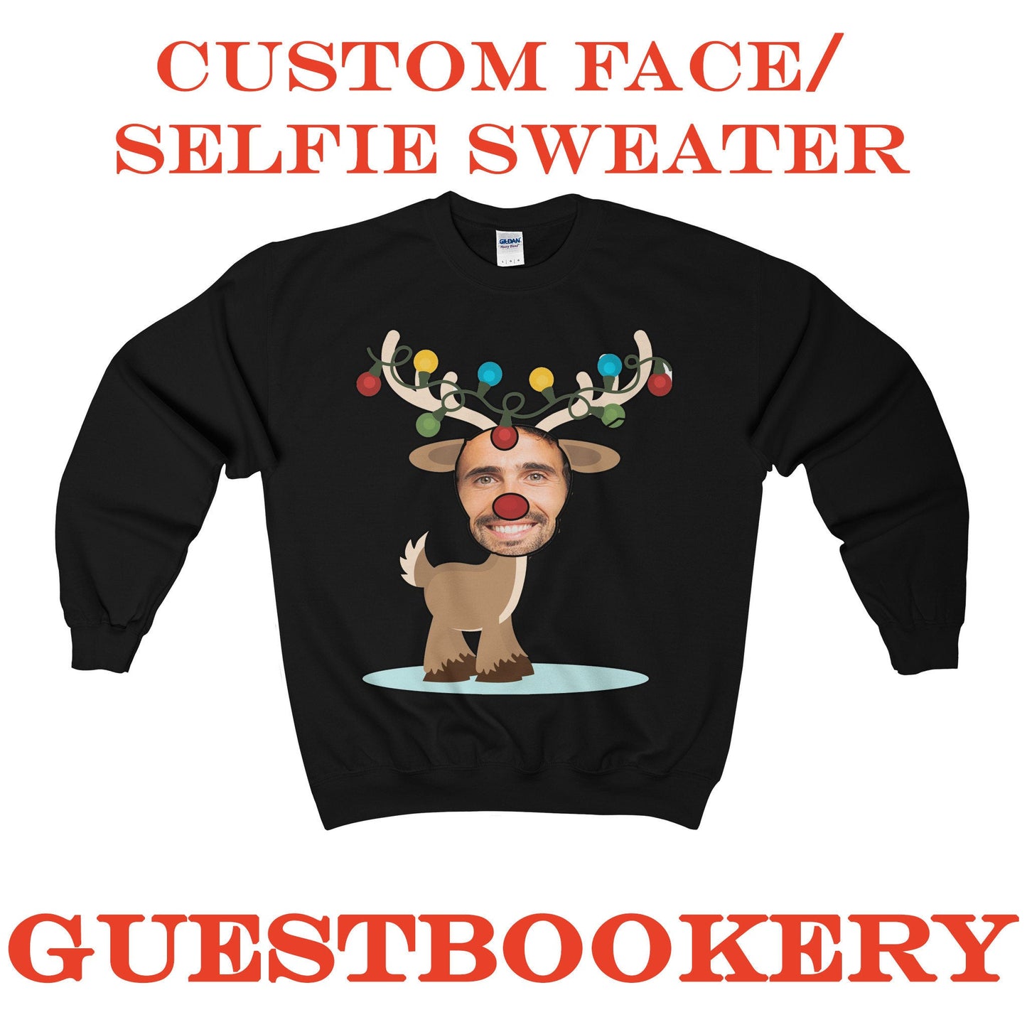 Custom Face Ugly Christmas Reindeer Sweatshirt