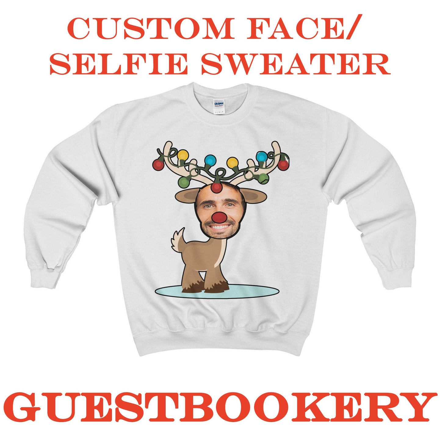 Custom Face Ugly Christmas Reindeer Sweatshirt
