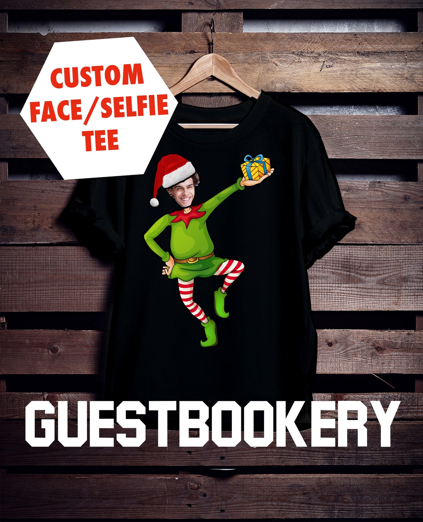 Elf Custom Face Ugly Christmas T-shirt