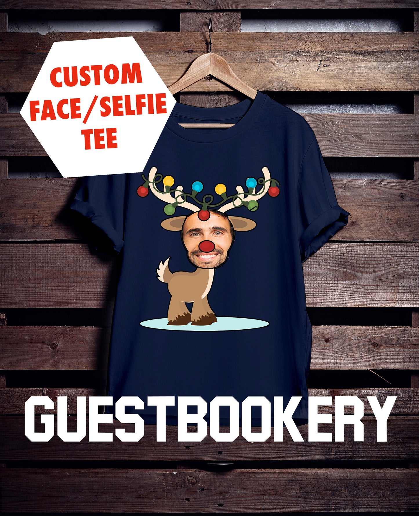 Custom Face Ugly Christmas Reindeer T-shirt