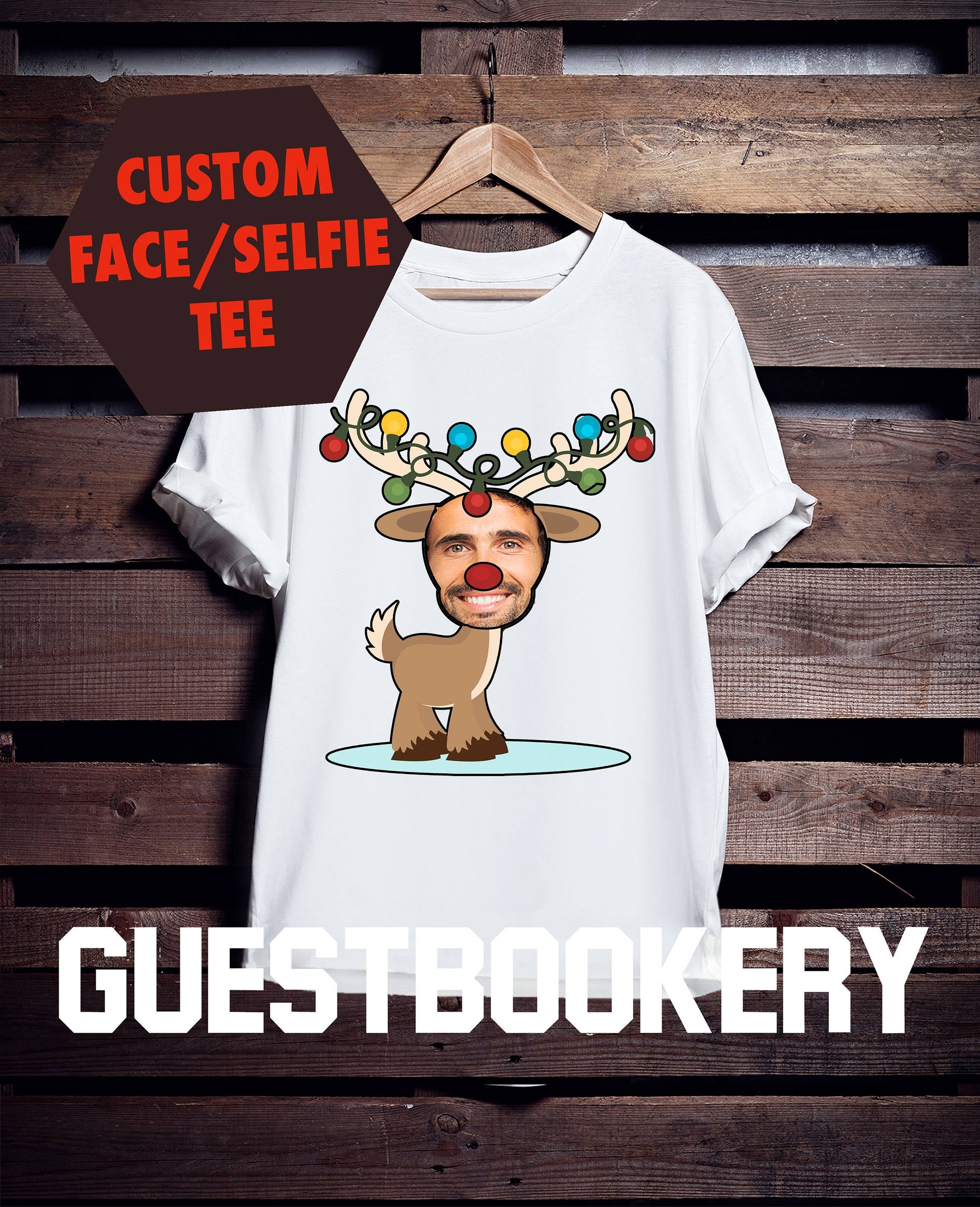 Custom Face Ugly Christmas Reindeer T-shirt