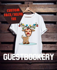 Custom Face Ugly Christmas Reindeer T-shirt - Guestbookery