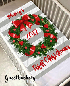 Custom First Christmas Baby Blanket - Guestbookery